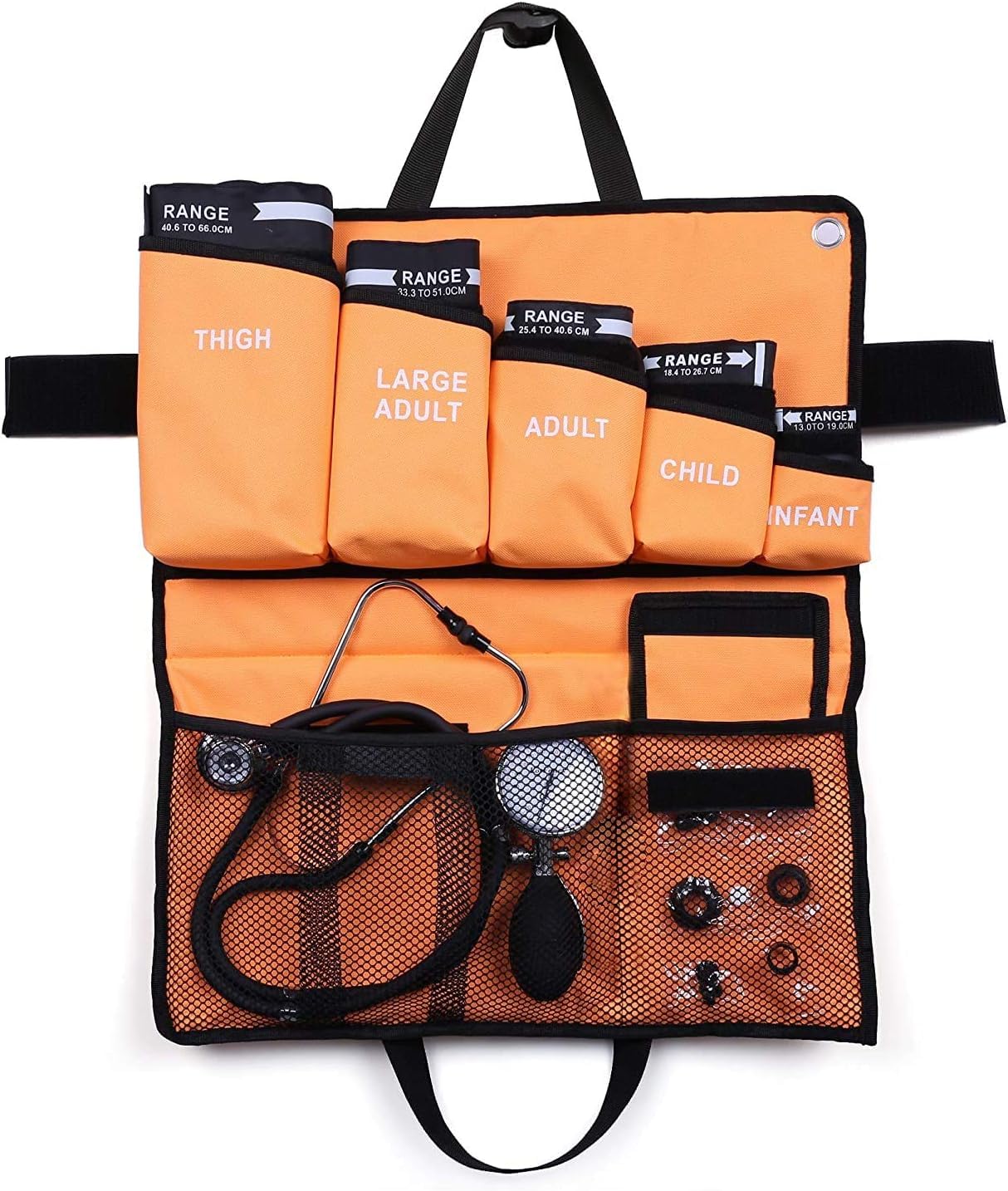 LotFancy 5 en 1 Esfigmomanómetro Aneroide Profesional con Doble Estetoscopio y 5 Puños de Tamaño, Tensiometro Monitor Manual de Presión Arterial Manual para Adultos, Niños con Estuche PortátiI