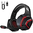 Casques de jeu sans fil pour PS5, PS4, Mac, commutateur, PC, ordinateur - 2,4 GHz et Bluetooth 5.2 Casques de jeu pour joueurs sans fil, micro antibruit ENC, pilotes 50 MM, rouge