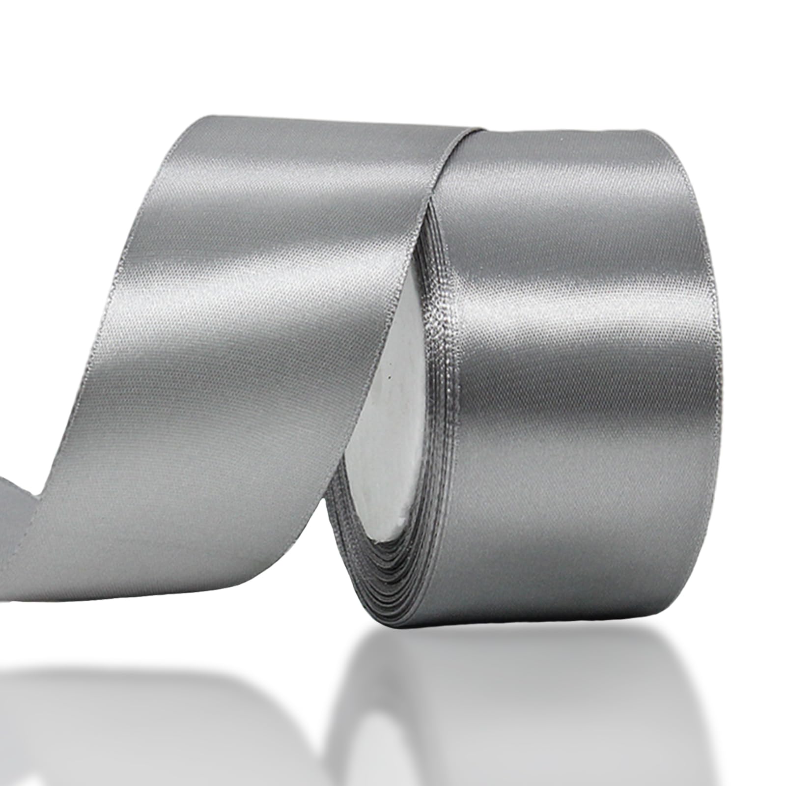 Gray Ribbon 50mm for Gift Wrapping 22M,Gray Satin Ribbon 50mm Wide for Crafting Cake,Hair Bow,Polyester Ribbon Christmas Decoration,Wedding Car Decor