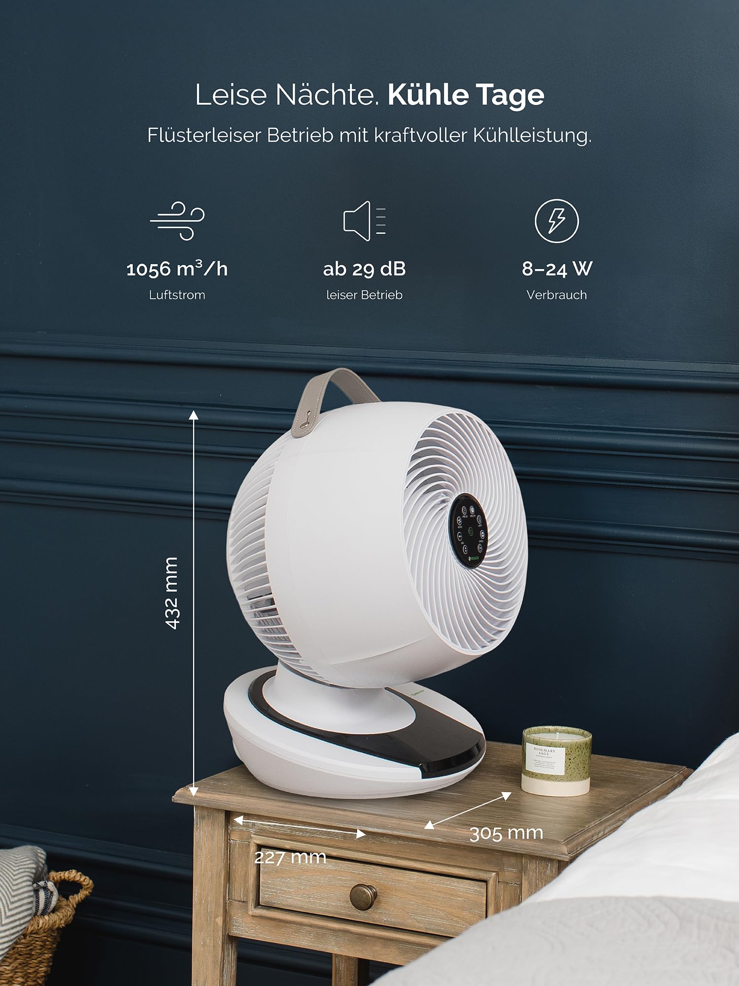MEACO MeacoFan 1056 Ventilator inklusive Tasche – Leistungsstarker, energieeffizienter, energiesparender, leiser, kühlender Tischventilator fürs Schlafzimmer, Zuhause und Büro…