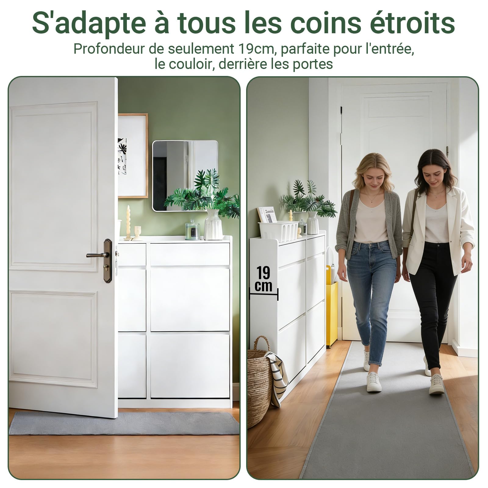 SoBuy Meuble Chaussures 4 Portes Pliables 98x19x95cm pour Entrée