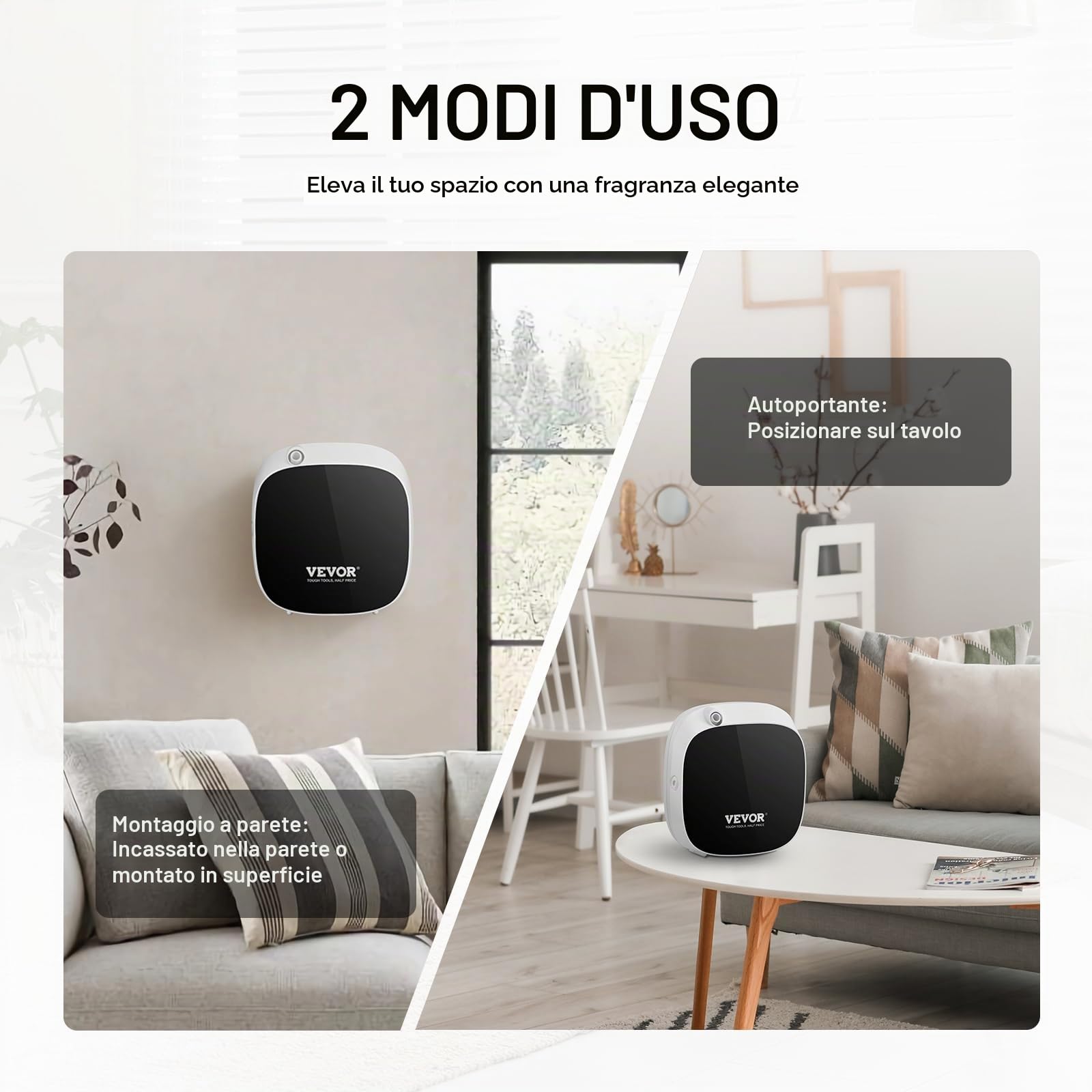 VEVOR Macchina di aria aromatica per la casa, diffusore intelligente di oli essenziali da 100 ml con tecnologia ad aria fredda, diffusore di aria senza acqua con USB e alimentato a batteria