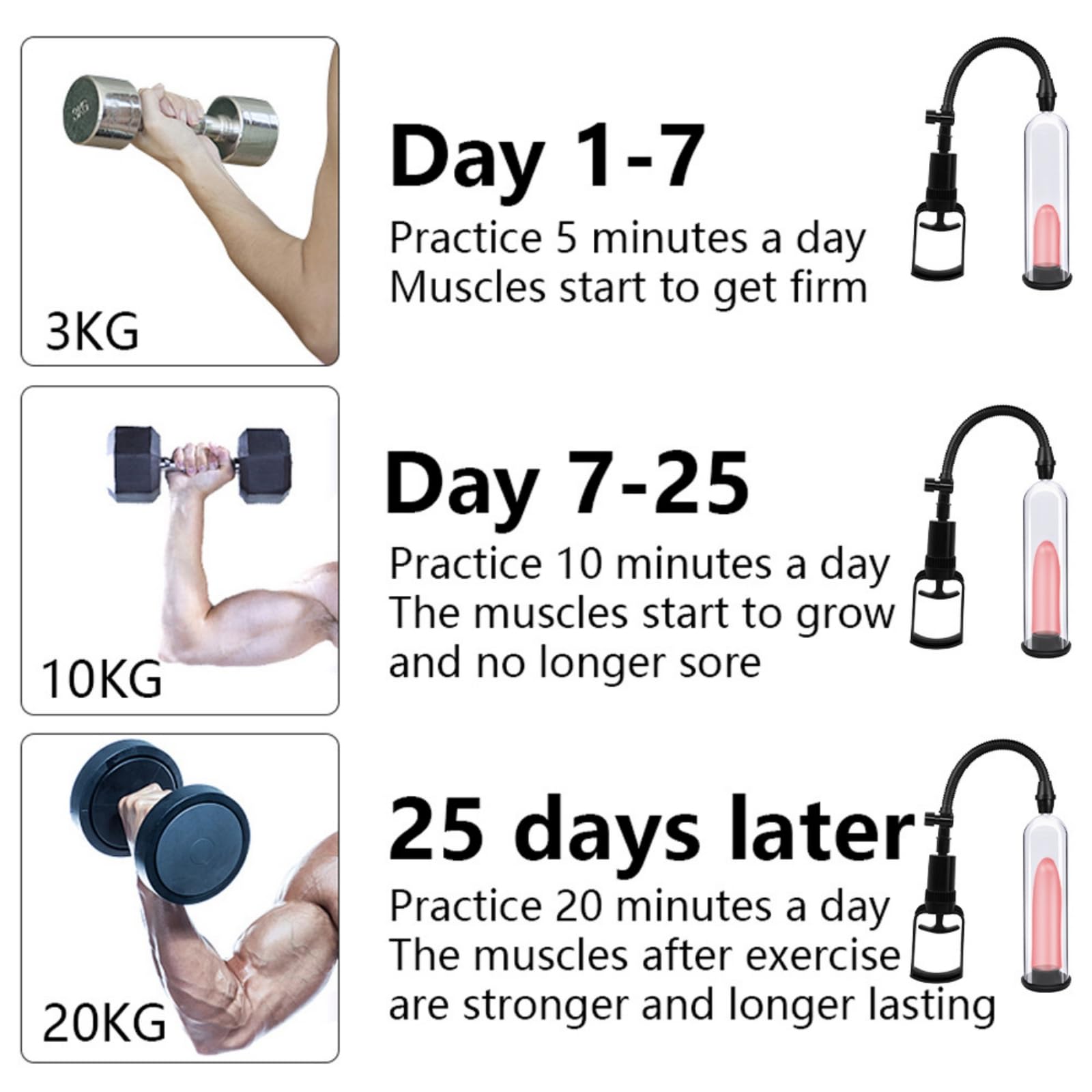 Accessorio per la presa per il fitness della parte inferiore del corpo degli uomini, ingranditore manuale, dispositivo a pressione d'aria con 3 manicotti di aspirazione - Y2