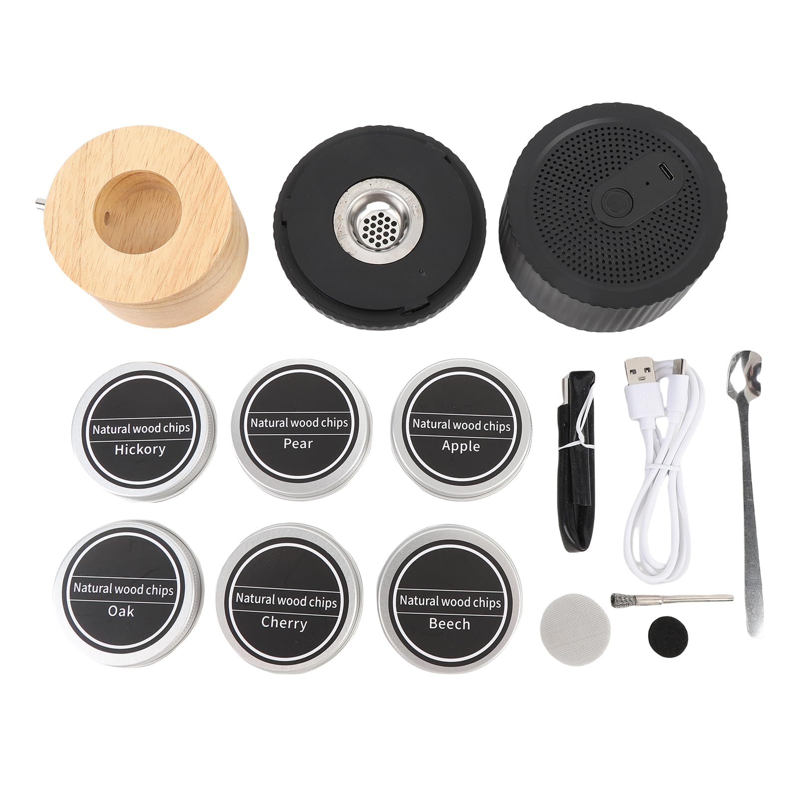 Kit per Affumicare Whisky, Efficiente Kit per Fumatori di Cocktail con 6 Trucioli di Legno per Bar di Casa, Infusore per Affumicatura a Freddo per Bevande, Cibo, Barbecue, Regalo Elettrico