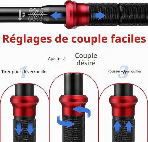 AEROFORCE Professional Tools Aeroforce Torque Wrench 1/4 Inch & 3/8 Inch & 1/2 Inch, 3-Piece Torque Wrench Set 5-25 Nm, 10-60 Nm, 20-220 Nm, ±3% Error Accuracy with 72 Teeth Reversible Ratchet Head for Bicycle, Car, Motorcycle - 5