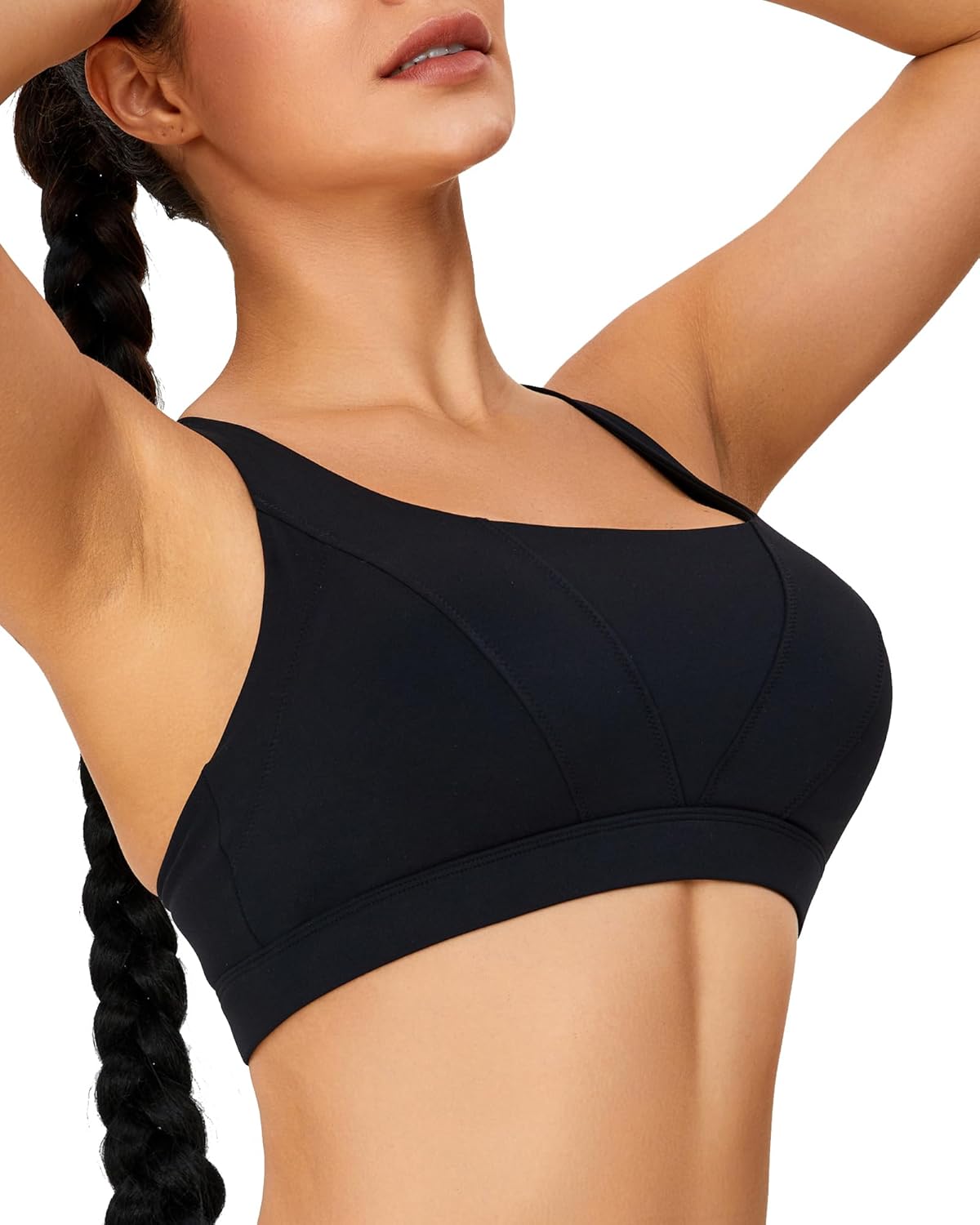 RUNNING GIRL Sports Bra for Women High Support, Molded Cup High Impact Sports Bras with Sewn in Pads Strappy Running Bra - Image 2