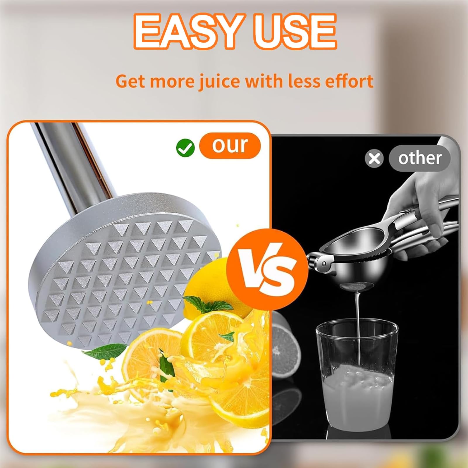 MObyat Spremiagrumi Manuale per Limoni, Robusto, in Acciaio Inox 304, con Ciotola Grande da 74 Mm, Meccanismo A Leva, Elevata Resa di Succo Ed Estrazione Efficiente, Ideale per Il Bar di Casa.
