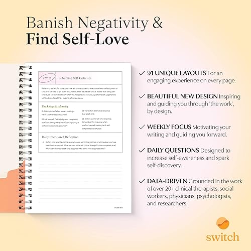 Miniatura 4 de Switch Research Diario de amor propio, diario de cuidado personal para mujeres con indicaciones, diario de atención plena y gratitud, recomendado
