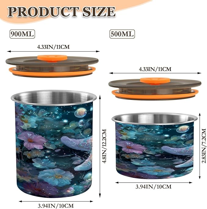 Almacenador de Alimentos ALAZA Starfish Floral 30oz para Café, Té, Azúcar miniatura 3