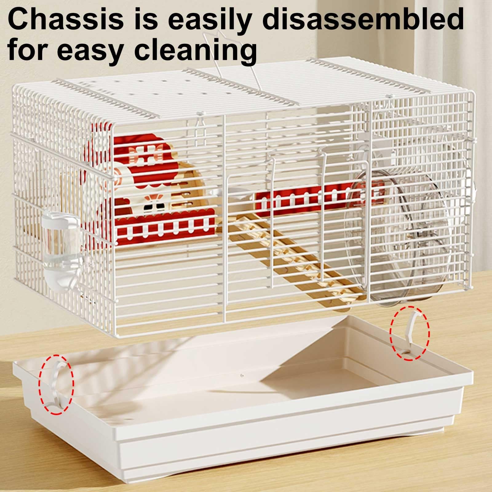 Gabbie e Habitat per Criceti, Cage Hamster con Accessori per Criceti tra Cui Ciotola per Cibo, Bottiglia d'Acqua, Recinto per Ricci, Gabbia per Piccoli Animali(White)