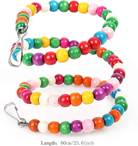 Miniatura 3 de Accesorios para jaulas para pájaros, 8 piezas de plataforma colorida para percas para pájaros, hamaca de madera, columpios para pájaros con campanas