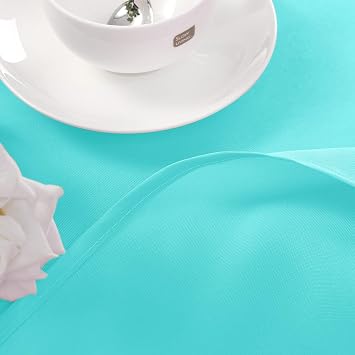 Hiasan Round Tablecloth, 30 Inch, Aqua, 1 Pack
