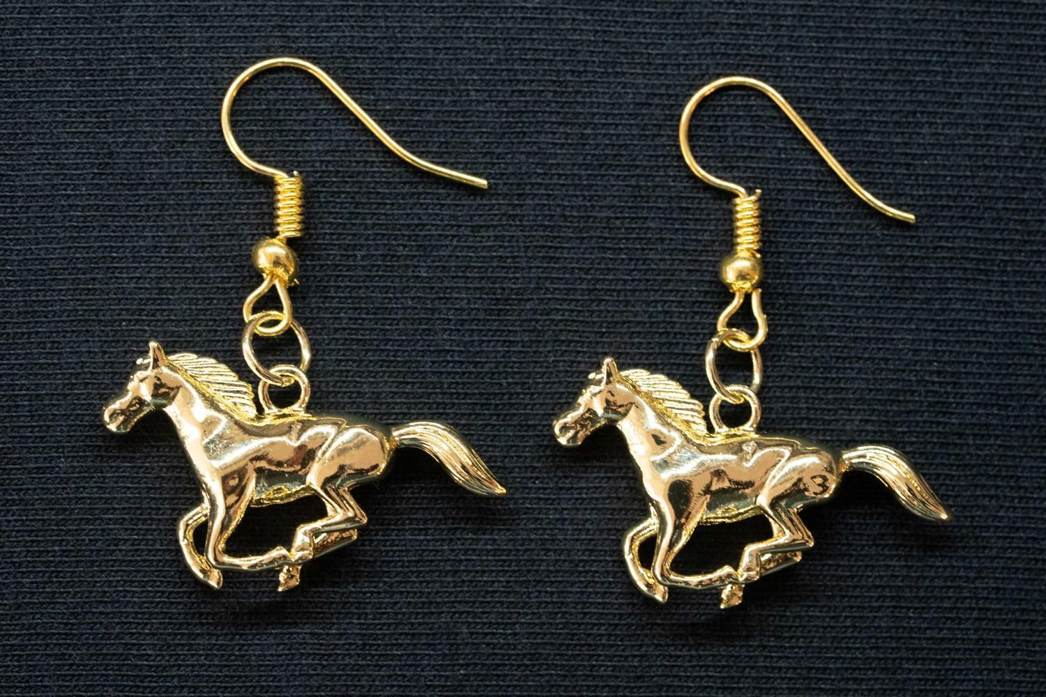 Horse earrings Miniblings pendant farm mount riding pony gold