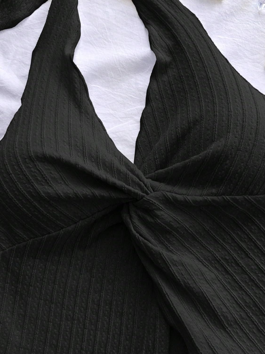 QJQ Women's Halter Tops Twist Front Slit Backless Cute Summer V Neck Tank Top Vacation Outfits - Image 4