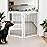 ZJSF Freestanding Foldable Dog Gate - Extra Wide Wooden White Puppy Gate - 2 Panels Pet Fence