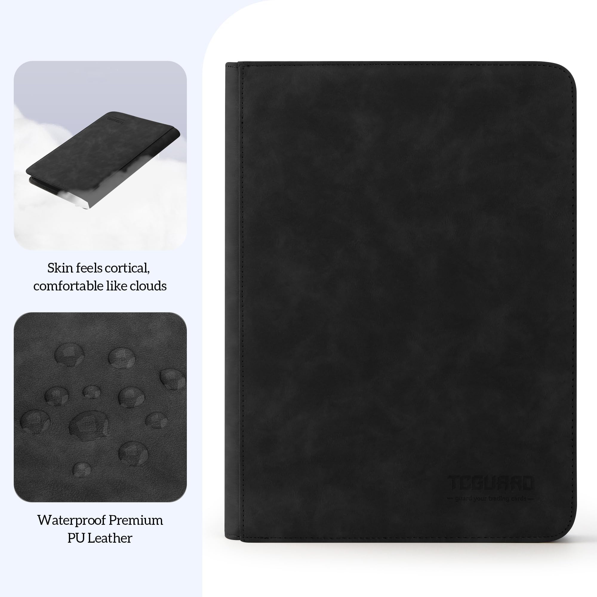 TCGUARD Album de Cartes à Collectionner pour Jusqu'à 540 Cartes, 9 Côtés - Fermeture Éclair - Reliure pour Cartes à Collectionner - MTG - Pour Cartes à Jouer, Cartes de Sport, Yugioh, etc. Noir