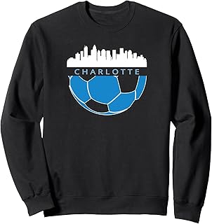 CLT Airport Code 704 Charlotte NC Skyline Art Footballer Fan Sweatshirt