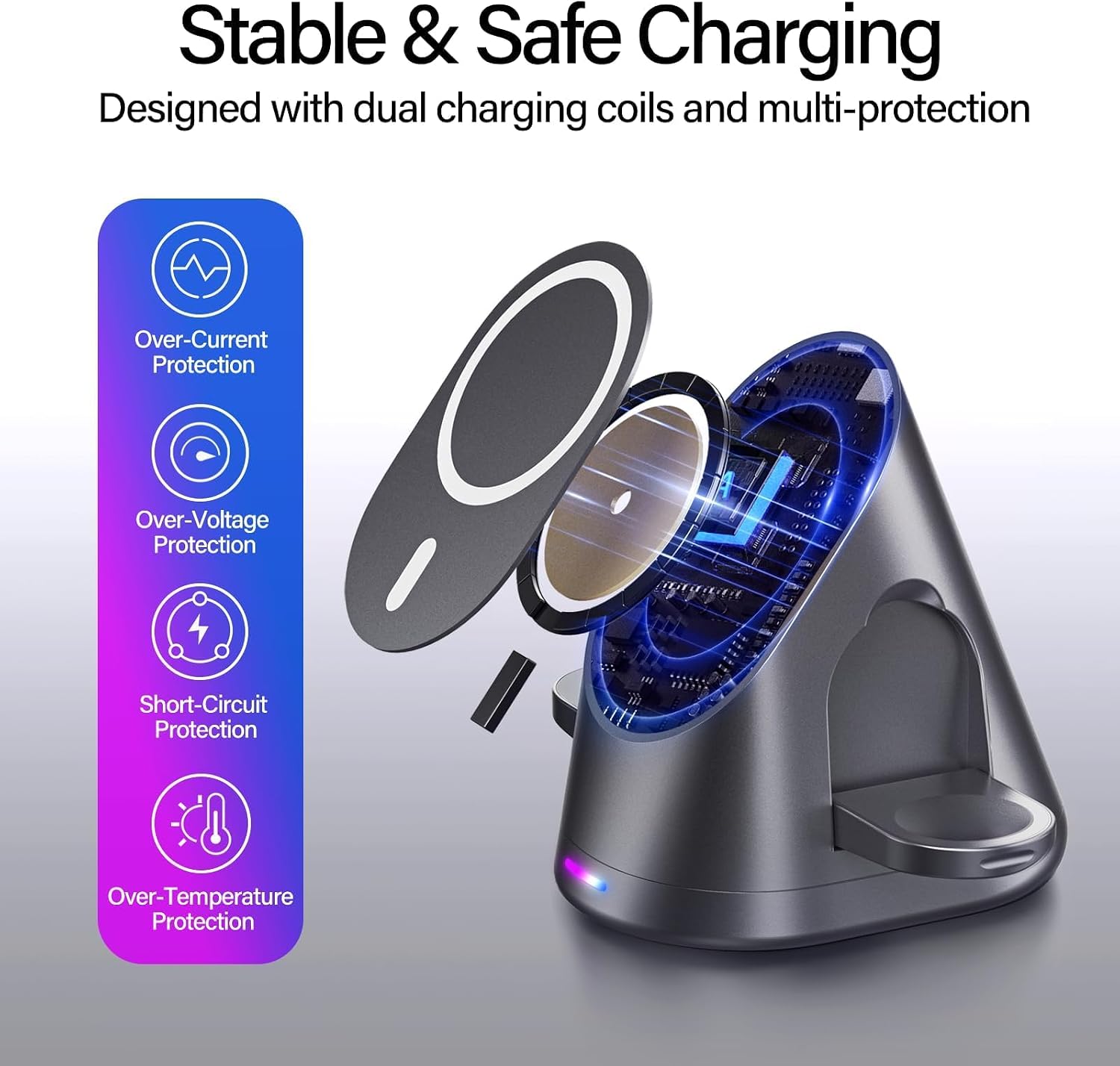 Magnetic 3 in 1 Wireless Charger for iPhone Series& AirPods& iWatch image 2