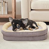 Vista 1 de Cama ortopédica para perros para cachorros, razas de perros extra pequeñas, cama ovalada para gatos, camas de sofá para perros de espuma tipo caja