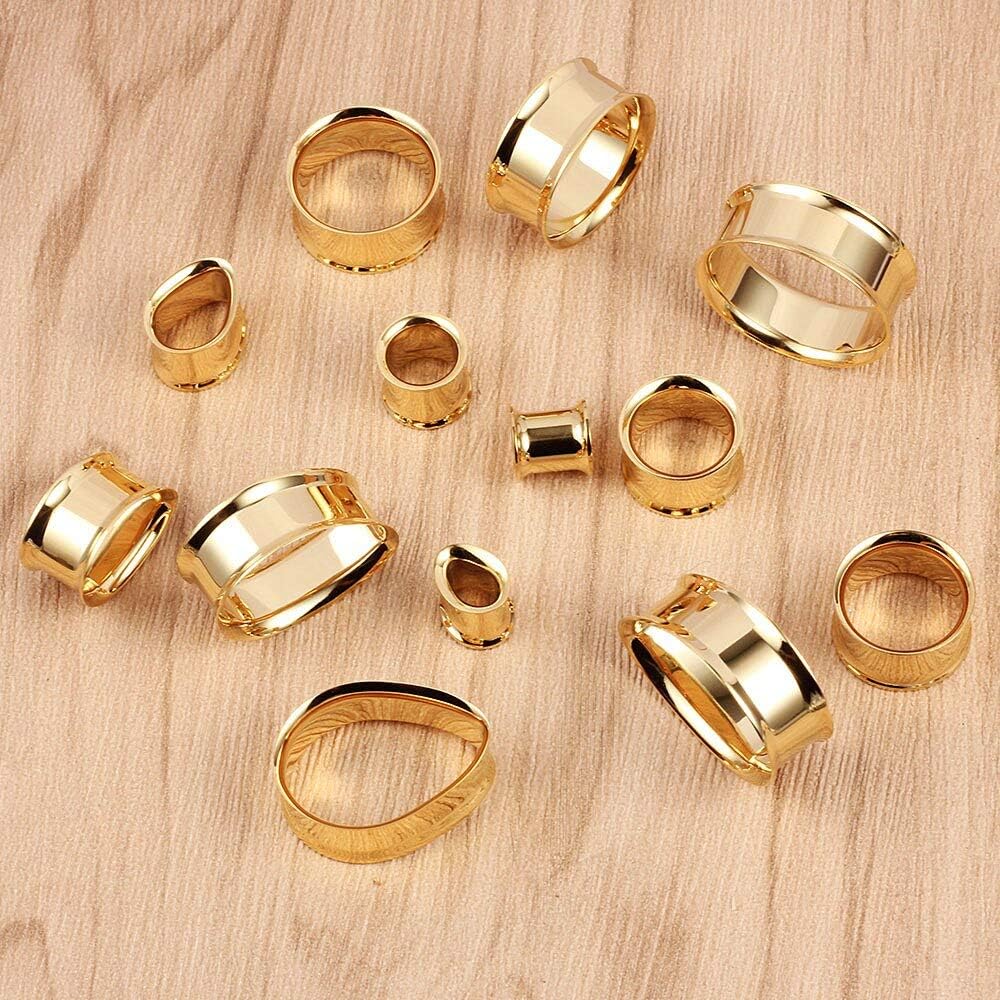Casvort 4 PCS 8mm-30mm Hypoallergenic 316 Stainless Steel Round Teardrop Double Flared Ear Gauges Plugs Ear Tunnels Saddle Plugs Body Piercing Jewelry