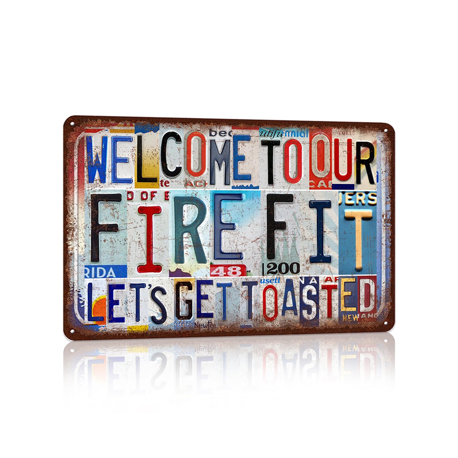 peiyeety Vintage Fire Fit Wall Decor Metal Sign Tin Signs Poster - Welcome To Our Fire Fit Let's Get Toasted