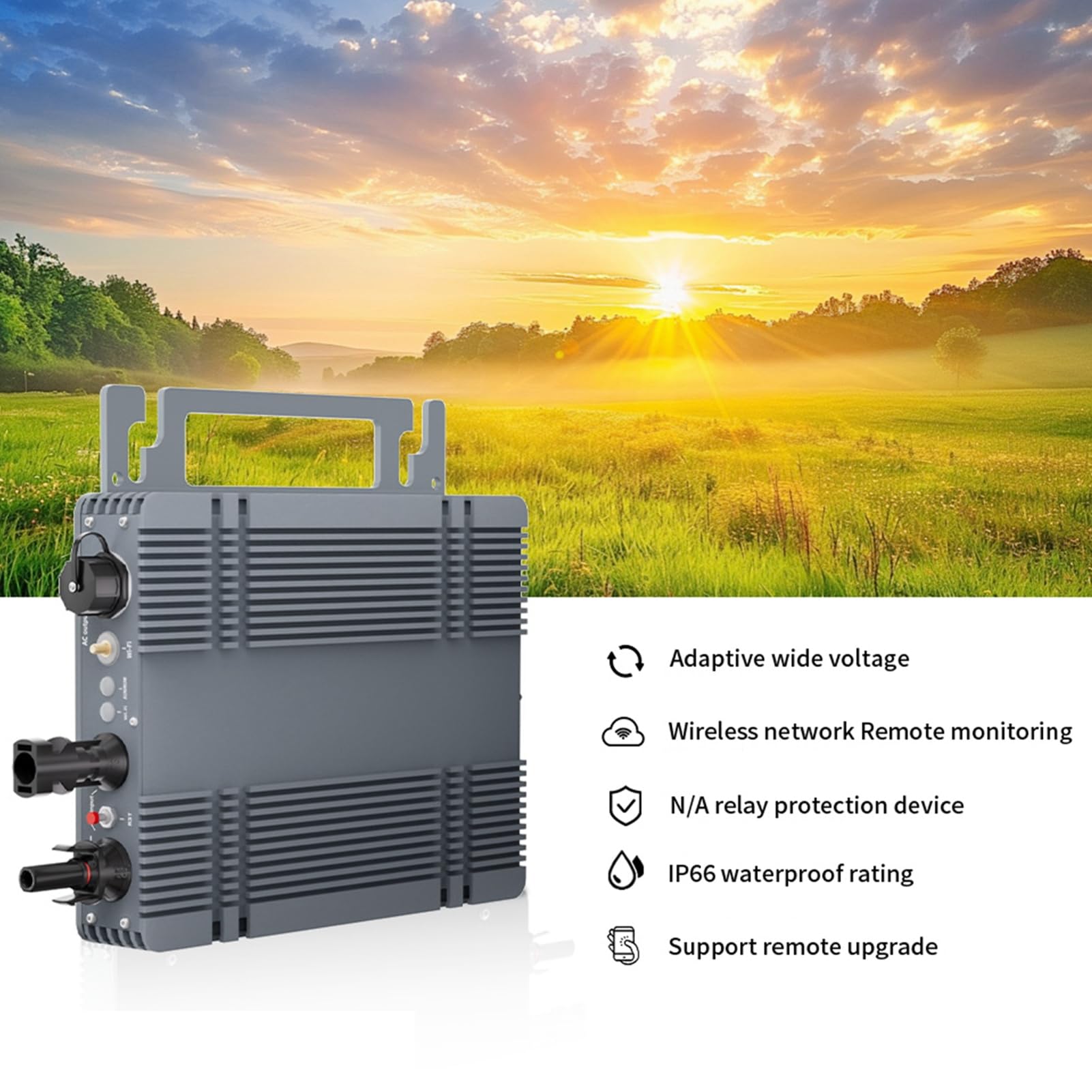 FTVOGUE Micro Inverter per Collegamento Alla Rete Solare, Lega di Alluminio, Inverter Monofase da 350 W con Monitoraggio Remoto, Ideale per Sistemi Solari Domestici