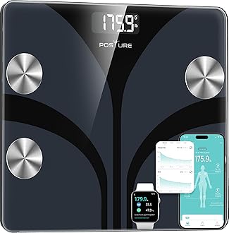 Posture Scale for Body Weight, Digital Bathroom Smart Scale, 13 Body Composition Analyzer Sync Weight Scale BMI Health Monitor Sync Apps 400lbs - Black