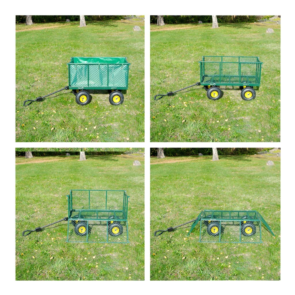 Georges Chariot de jardin, pour le transport, charge maximale : 550 kg, avec pneus pneumatiques et bâche intérieure amovible