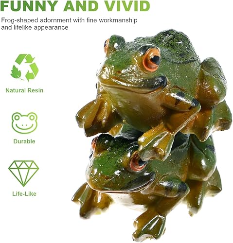 Miniatura 6 de VOSAREA 2 piezas de estatua de rana mini rana de resina de animales para decoración interior y exterior para jardín, patio, micro paisaje, adornos