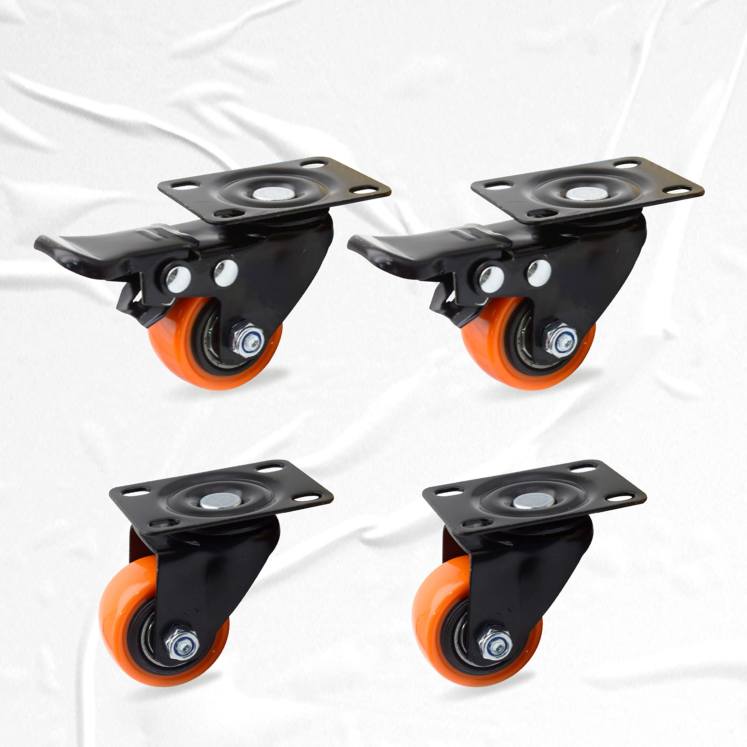 RABRAB Mild Steel 6-Wheels Fix Roller Moving Ball Casters Wheel Plate (Code:-NP-123, 1.5", 1 SET OF 4 PCS)