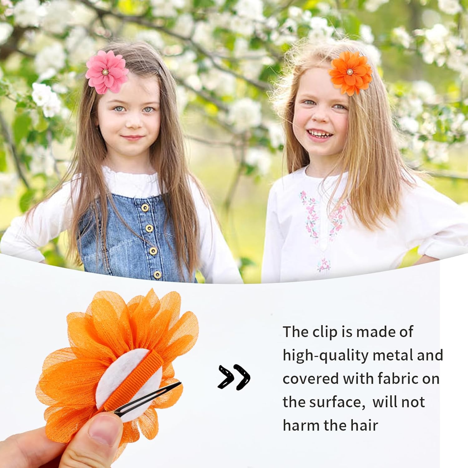 inSowni 20 Pack 9cm /3.5" Chiffon Flower Alligator Hair Clips Lined Duckbill Barrettes Hair Flower Bow Mexican Floral Hair Pins Accessories for Baby Girls Toddlers Kids Teens Women - Image 2