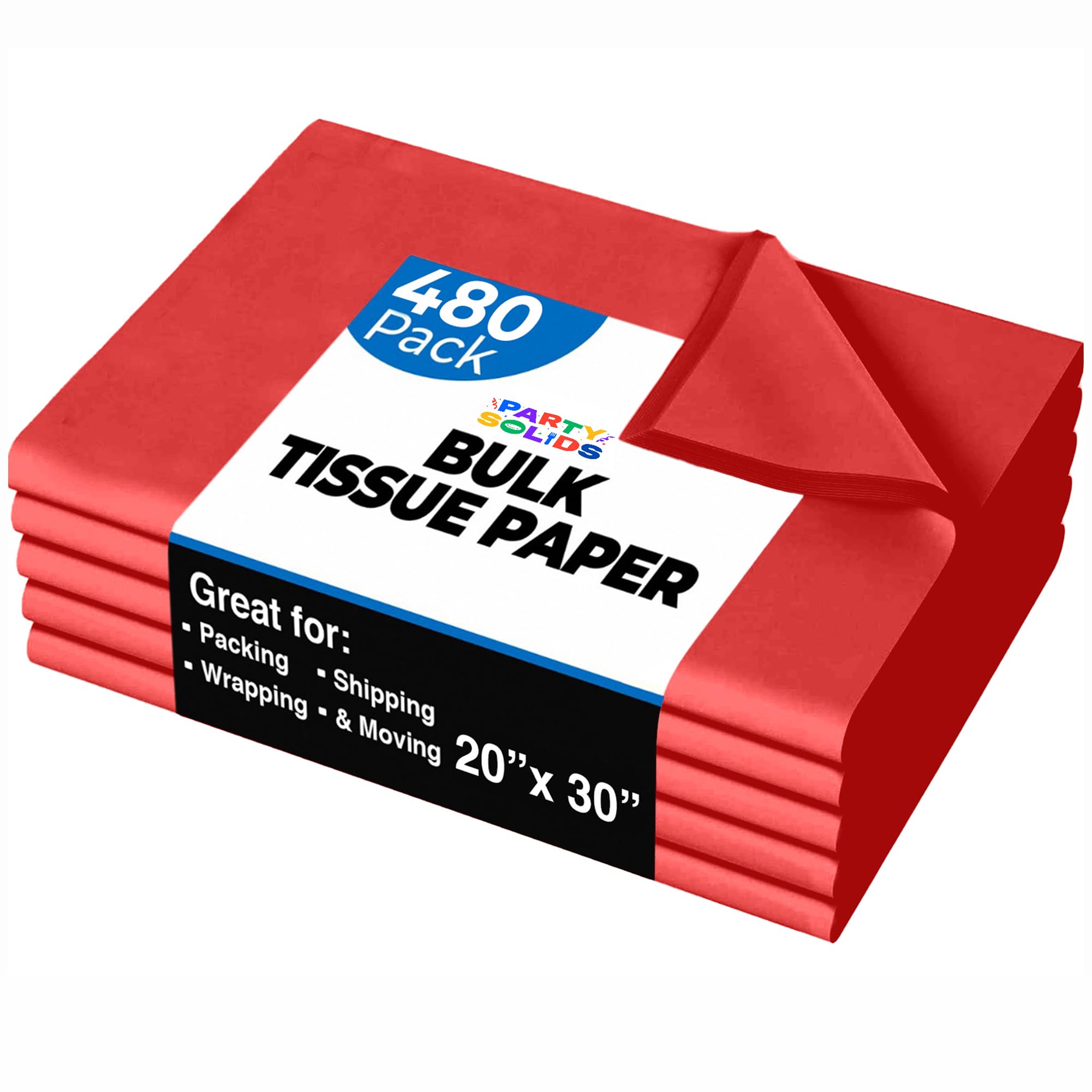 Party Solids Red Tissue Paper for Gift Bags 20" X 30" 480 Sheets