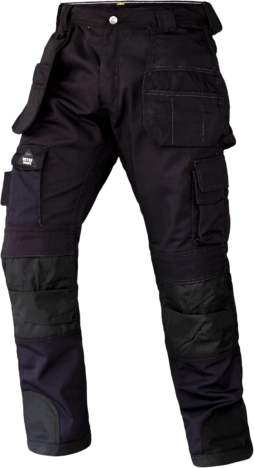 Notus Men’s Workwear Utility Pants with Right-Side Cargo Pocket – Durable Construction Tool Storage Multi-Pocket Design Pants