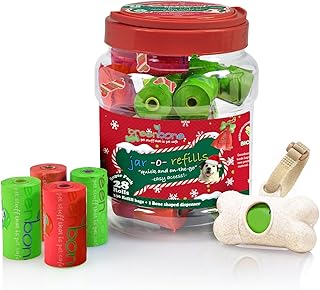 Greenbone Jar-O-Refills Dog Poop Bags & Dispenser, 28 Rolls - 336 Bags - Holiday Edition