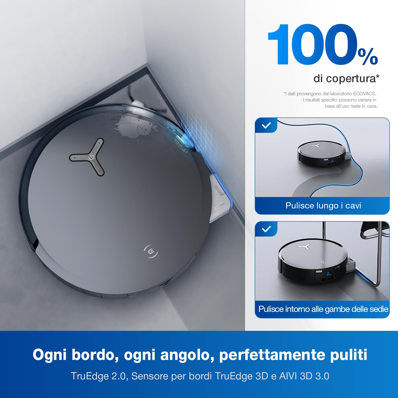 ECOVACS DEEBOT X8 OMNI Robot Aspirapolvere Lavapavimenti, 18000Pa, Spazzola OZMO ROLLER, Auto-Lavaggio e Svuotamento Istantanei, Pulizia Moci con Acqua Calda a 75℃, Asciugatura ad Aria Calda, Nero