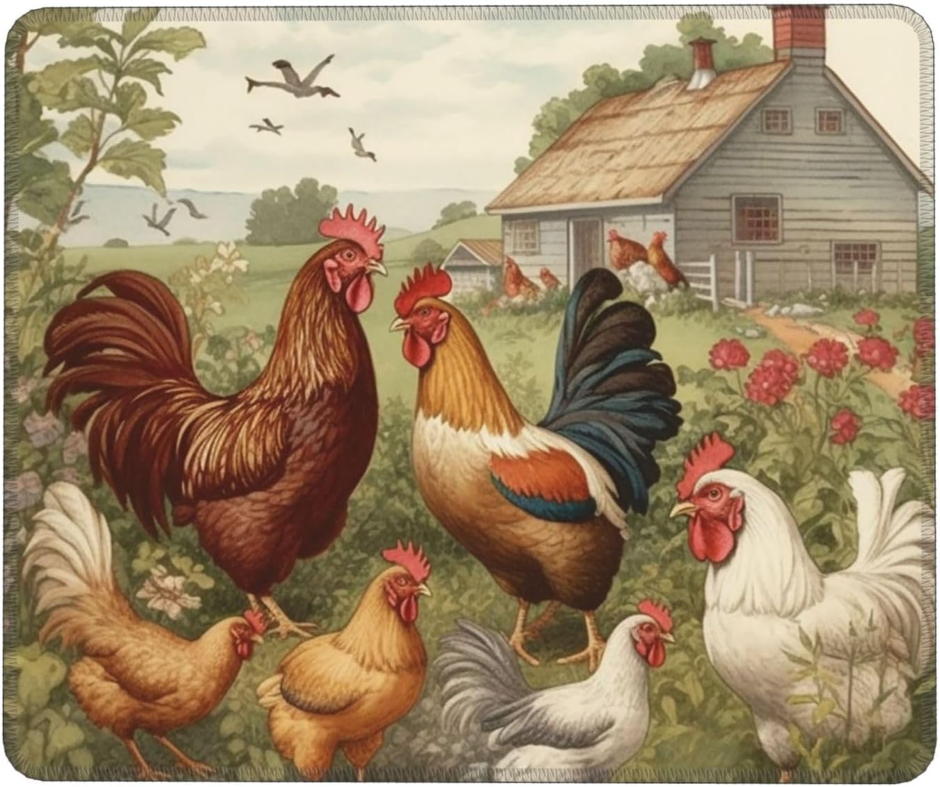 Mousepad for Man Woman Non-Slip Mousemat Chickens and Farm Mousepads for Wireless Mouses Gaming Desk Pad with Anti-Slip Rubber Base Keyboard mat for Home 10x12in