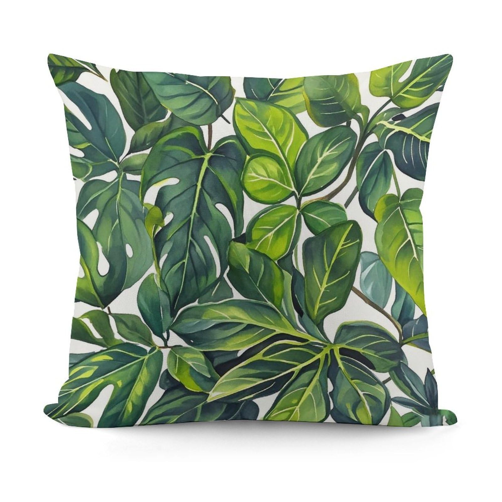 LZQPOEAS Green Leaves of Plants Throw Pillow Cover 18x18 in Breathable Square Pillow Case Cozy Soft Pillowcase Protector Fashion Modern Couch Cushion Case for Living Room Bed Sofa Decor