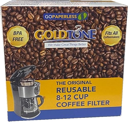 Miniatura 2 de GoldTone Filtro de café con cesta de 8 a 12 tazas y juego de 12 filtros de agua de carbón para cafeteras y cafeteras Cuisinart. Sustituye tu filtro