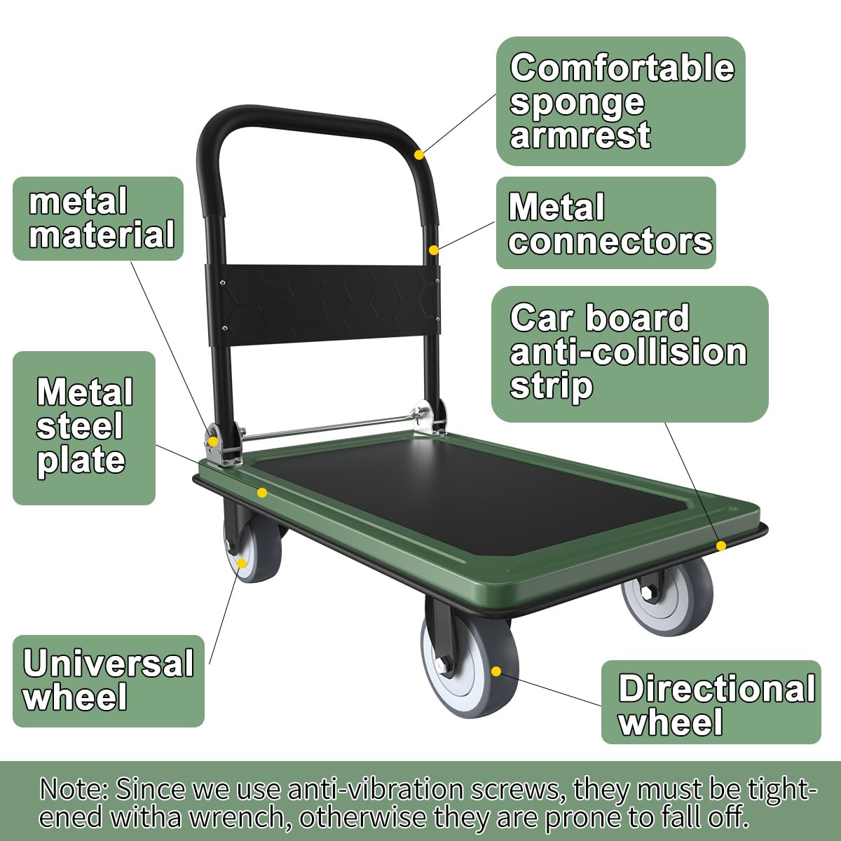 WUD Folding Push Cart - Heavy Duty Dolly -5