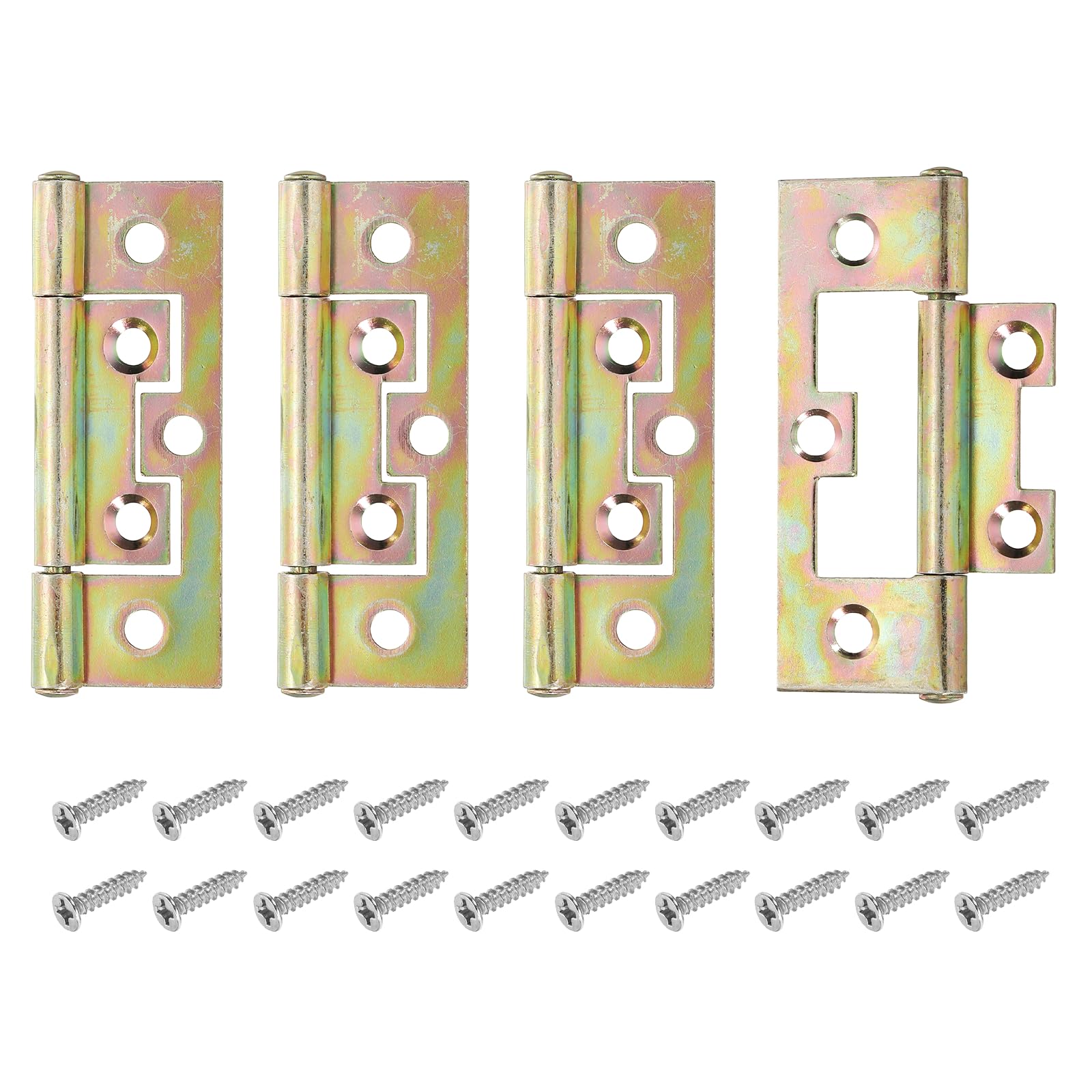 sourcing map 4Pcs 6.5 x 3.5cm Non Mortise Butterfly Hinge Multicolor
