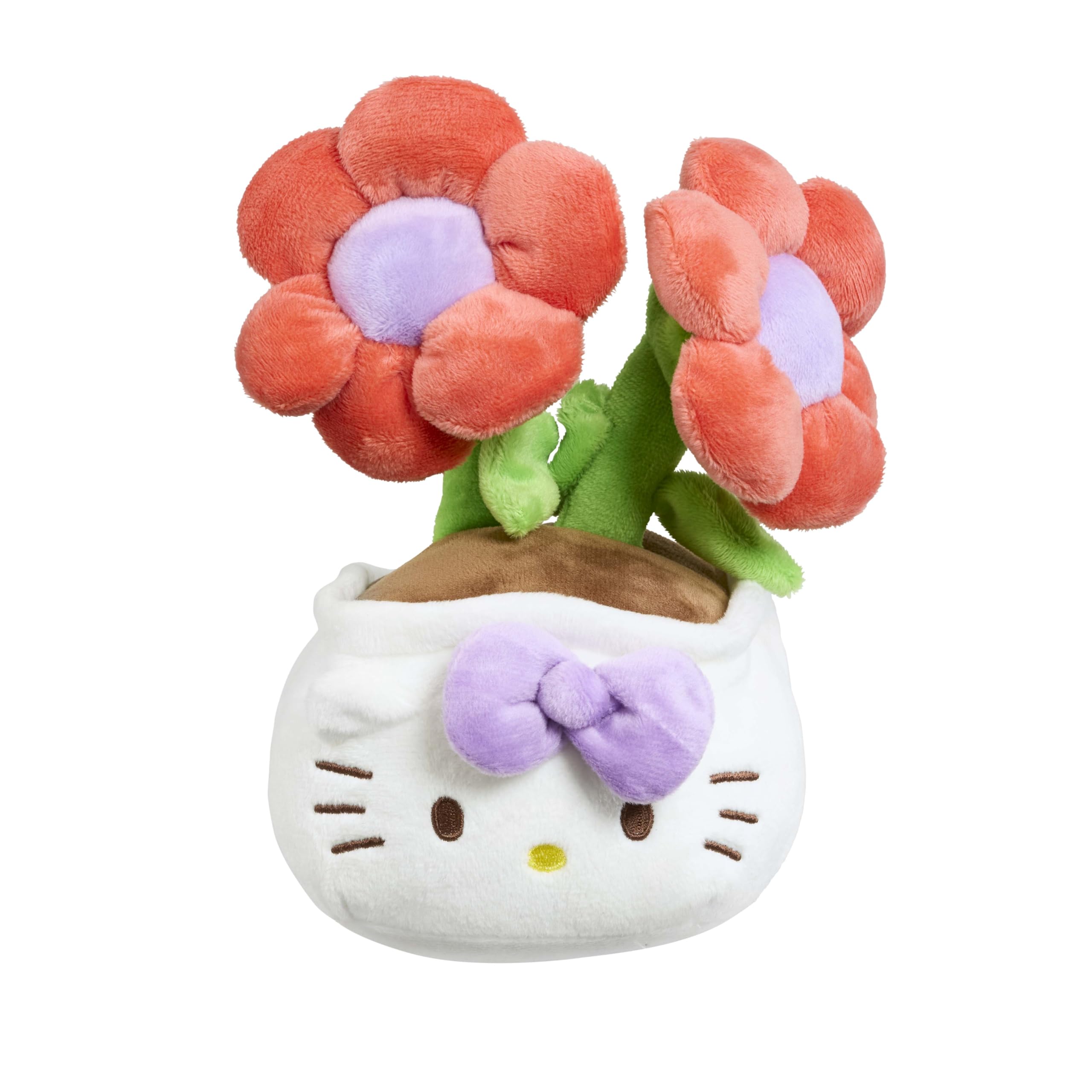 Hello Kitty Plants Plush, 20cm Soft Toy with Purple Ribbon and
