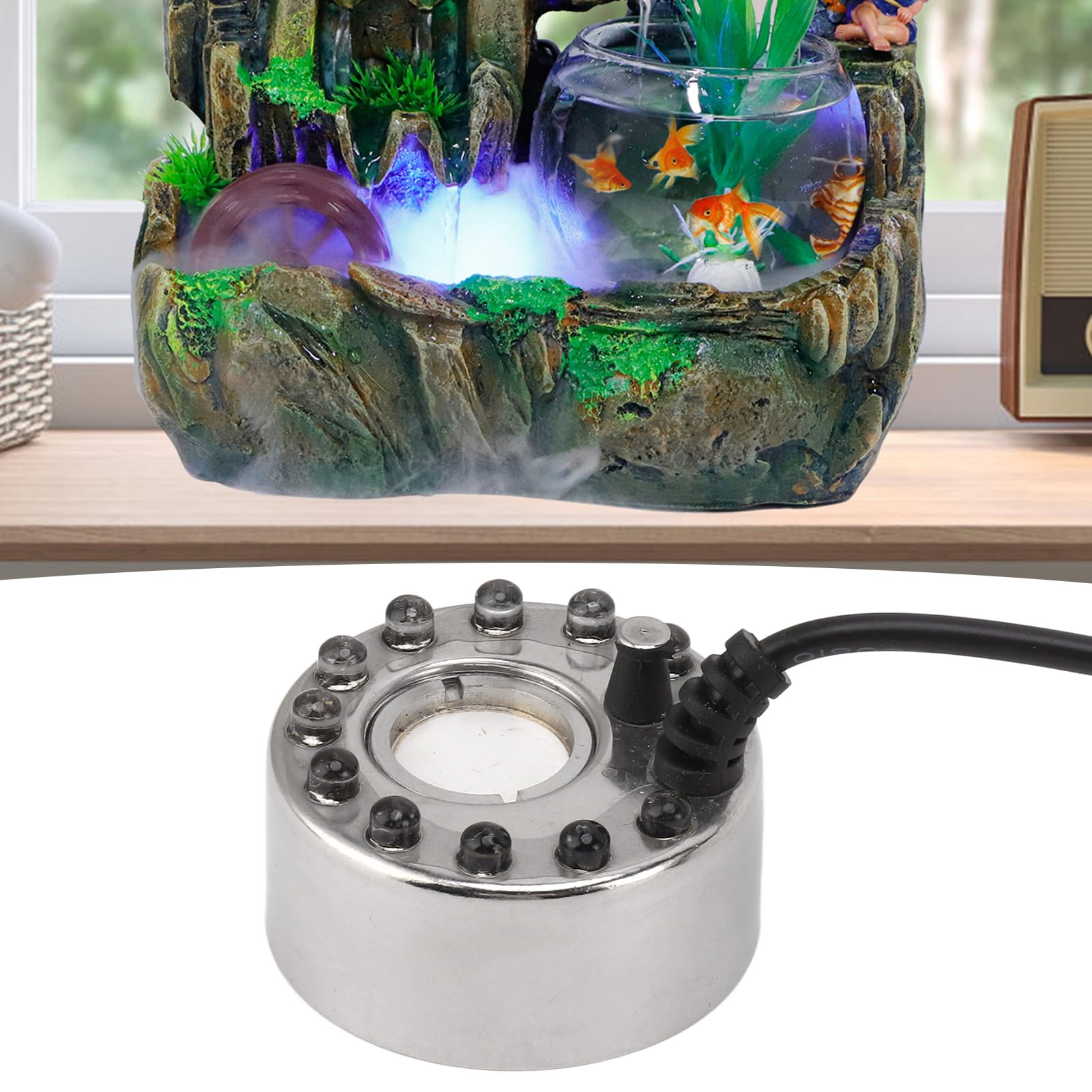 Nébuliseur à Ultrasons, Mini Machine à Fumée Avec 12 LED Fogger, Machine à Fumée à Ultrasons, Mini Fabricant De Fumée Pour Fontaine, étang, Brouillard Décoration De Noël