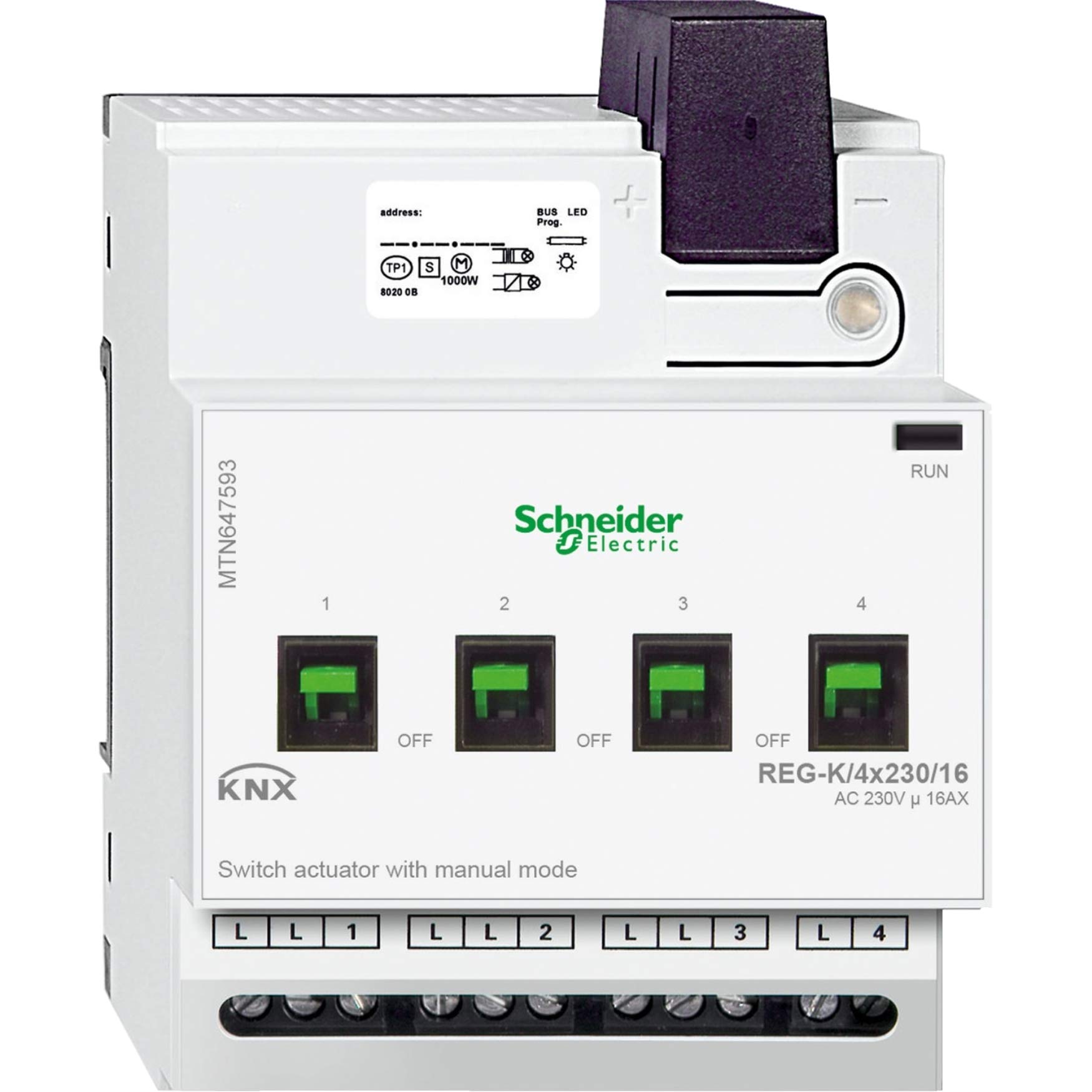 Actuador binario REG-K / 4x230 / 16 con 4 sorties relais 16A indépendantes