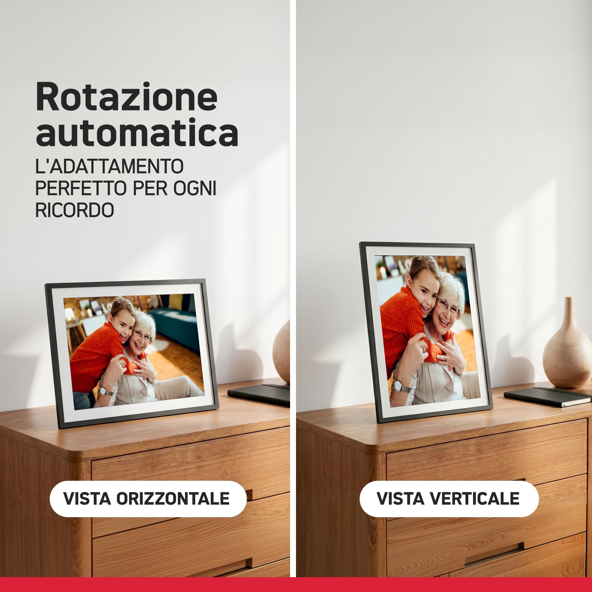 AGFAPHOTO - Realiview APF1000WIFI - Cornice digitale con connessione Wi-Fi - App Frameo, touchscreen HD da 10 pollici, memoria da 32 GB, funzioni meteo/orologio - Nero