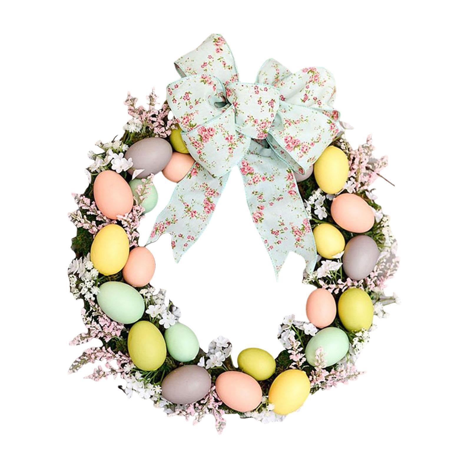 AMSLSIU Easter Wreath Front Door Decoration Flower Garland Ornament With Beautiful Eggs Ensuring Durability And Resistance