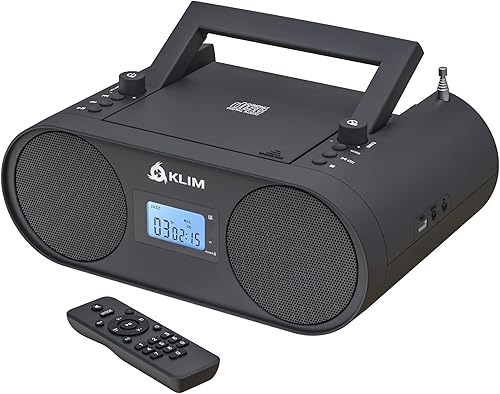 Miniatura 1 de KLIM Boombox - Sistema de audio portátil B4  radio AMFM con reproductor de CD MP3 Bluetooth AUX USB  modo con cable e inalámbrico batería recargable