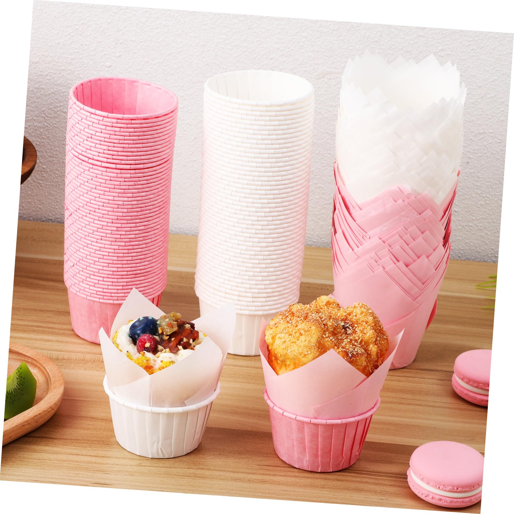 Moldes para Cupcakes y Muffins 200 Piezas de Papel para Hornear | Uso Desechable, Superficie Lisa y Alta Temperatura, para Cumpleaños y Bodas