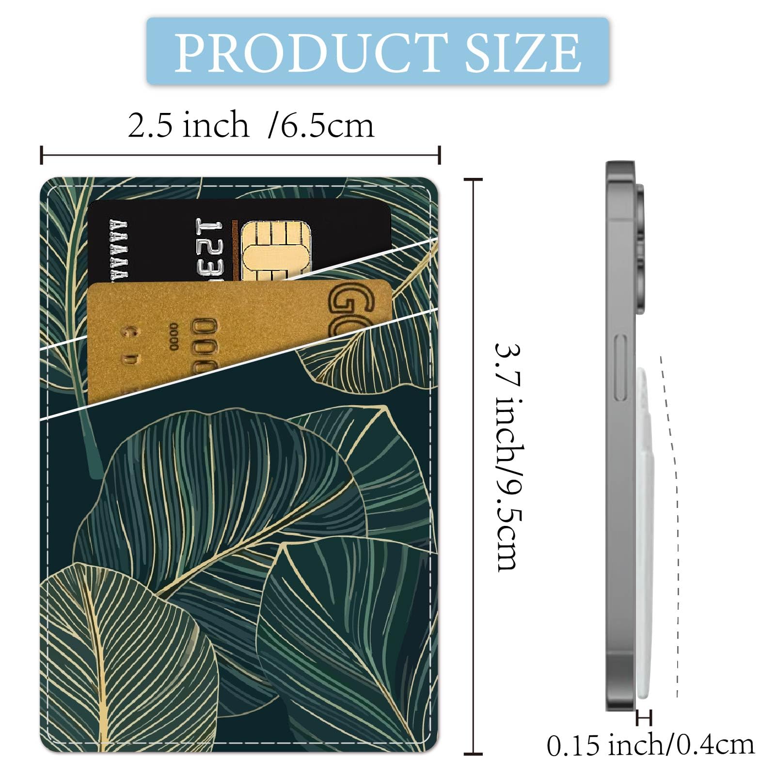 Porta Carte Adesivo In Pelle Per Telefono – Doppia Tasca, Fiori Neri Boho - 3