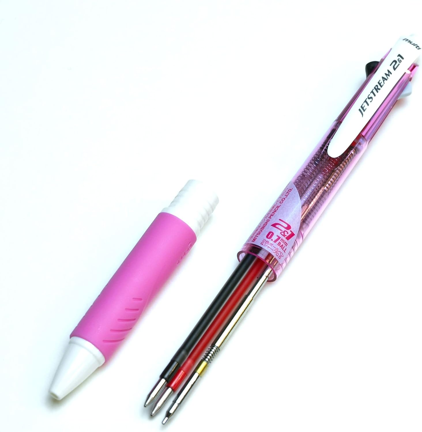 Uni Jetstream Multi Pen 2and1, 0.7mm Ballpoint Pen (Black, Red) and 0.5mm Mechanical Pencil, Pink Body (MSXE350007.13) image 4