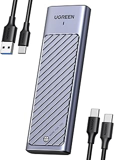 UGREEN M.2 NVMe and SATA SSD Enclosure Aluminum, 10Gbps USB 3.2 Gen2, USB C Thunderbolt 3 Compatible External M.2 NVMe SSD Enclosure Support UASP Trim for PCIe M, B+M Keys Size 2230/2242/2260/2280 SSD